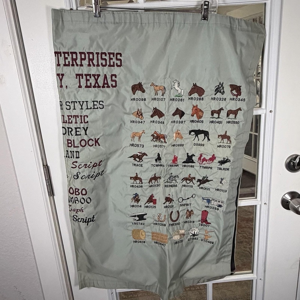 Vintage Texas Equine Embroidery Design Sample Chart Western Horse Cowboy Barn